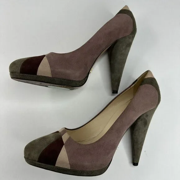 Prada Women's Lampone Grafite Calzature Donna Camoscio Grafic Pumps EU 37.5/US 7 - Picture 7 of 17